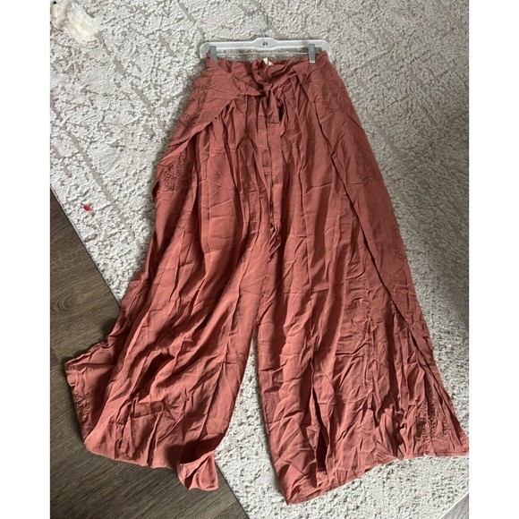 NWOT Lovestitch Women’s Wide Wrap Style Pants Tan Brown Small Rayon - Picture 10 of 14